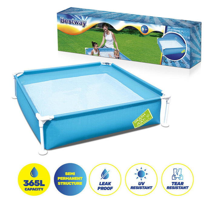Bestway Mini Frame Square Pool Blue Fun Toy Garden Outdoor 2Y+ 1.22m Kids