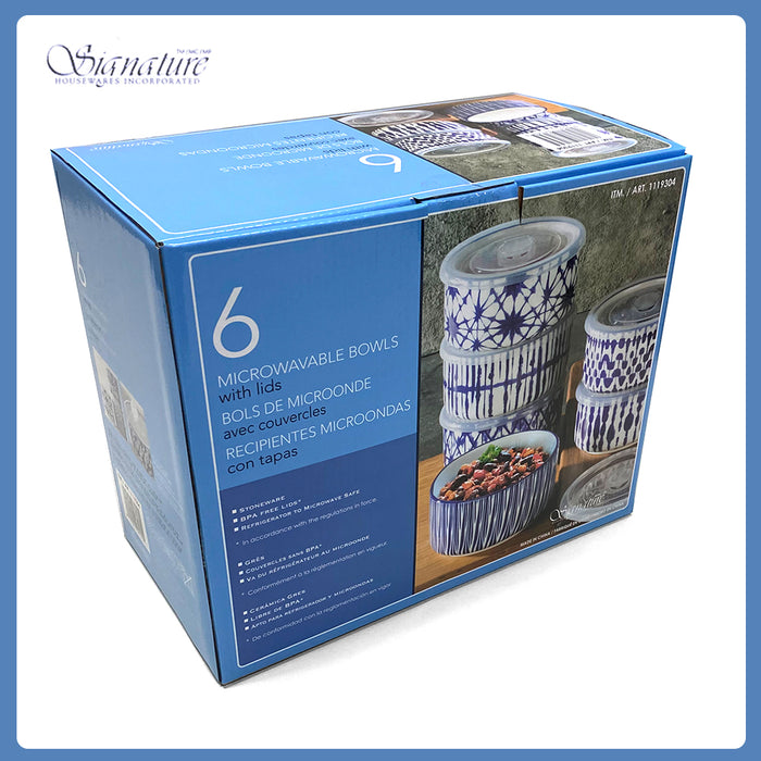 BPA Free 6 pcs Set Signature Bowl Set With Lids 591.47 ML / 19.9 OZ Ceramic