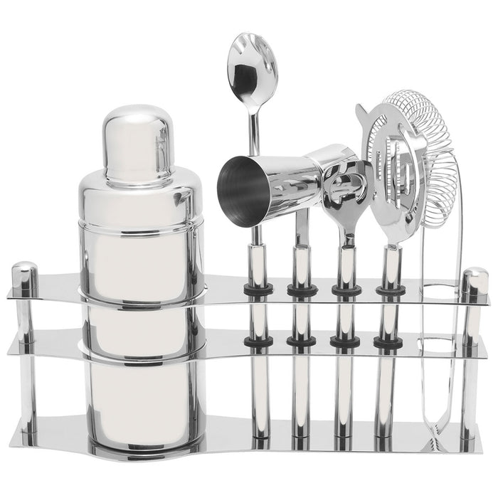 Mikasa 6 Piece Luxe Stainless Steel Bar Tool Set 550ml / 20.3cm Shaker With Stand