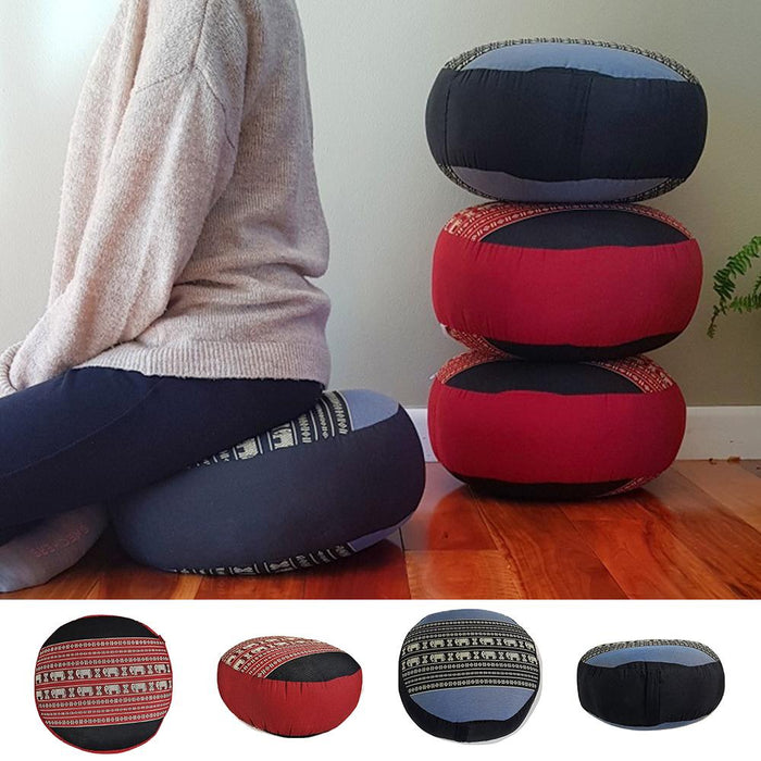 Thai Red elephant Kapok Filled Zafu Ottoman Pouf Pouffe Round Meditation Cushion Floor Seat