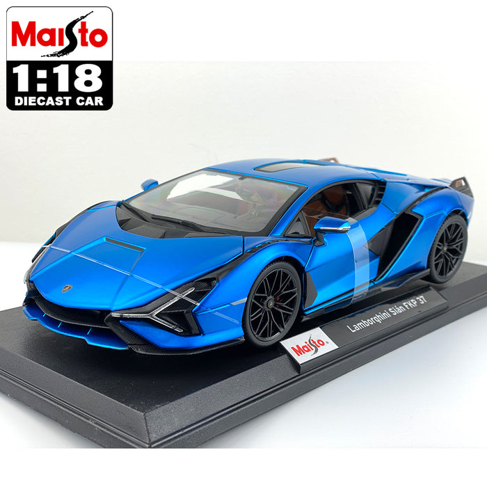 Maisto 1:18 Lamborghini Sian FKP37 Special Edition Metallic Diecast Car Model Pearl Blue
