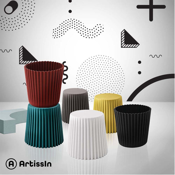 Set of 2 Cupcake Stool Plastic Stacking Stools Chair Outdoor Indoor Commercial -Grey