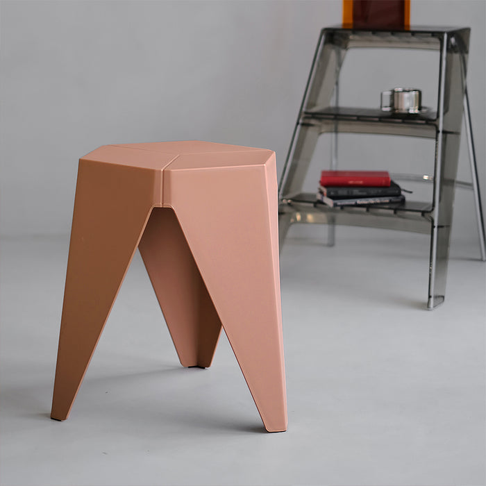 Set of 2 Puzzle Stool Plastic Chair  Stacking Stools Kitchen Dining Outdoor /Indoor- Pink