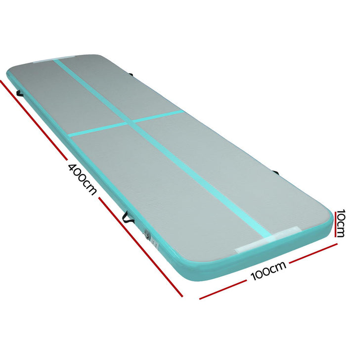 4X1M Inflatable Air Track Mat Tumbling Floor Home Gymnastics Training Floor -Mint + Grey