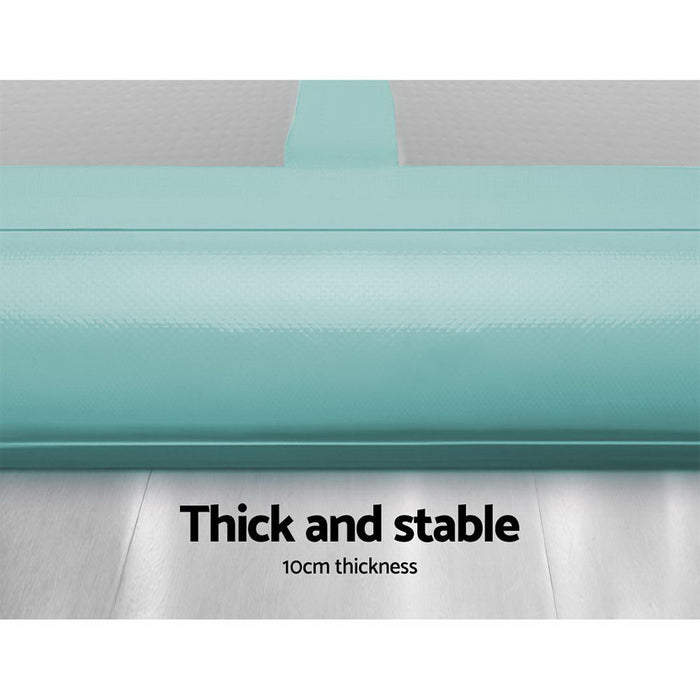 4X1M Inflatable Air Track Mat Tumbling Floor Home Gymnastics Training Floor -Mint + Grey