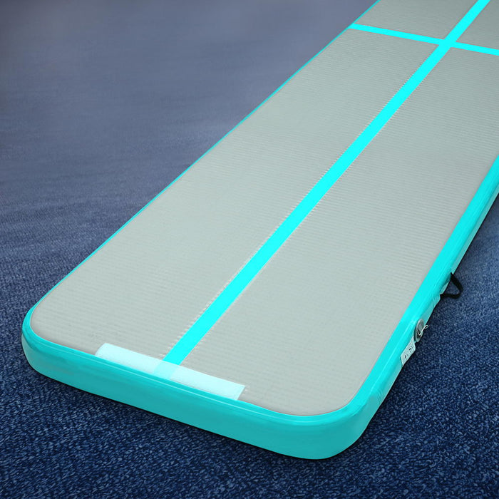 4X1M Inflatable Air Track Mat Tumbling Floor Home Gymnastics Training Floor -Mint + Grey