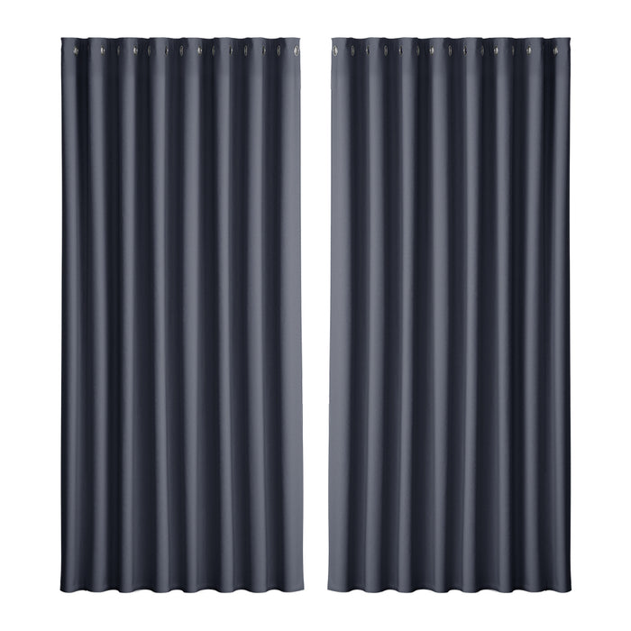 Artiss 2X Blockout Curtains Eyelet 300x230cm Charcoal