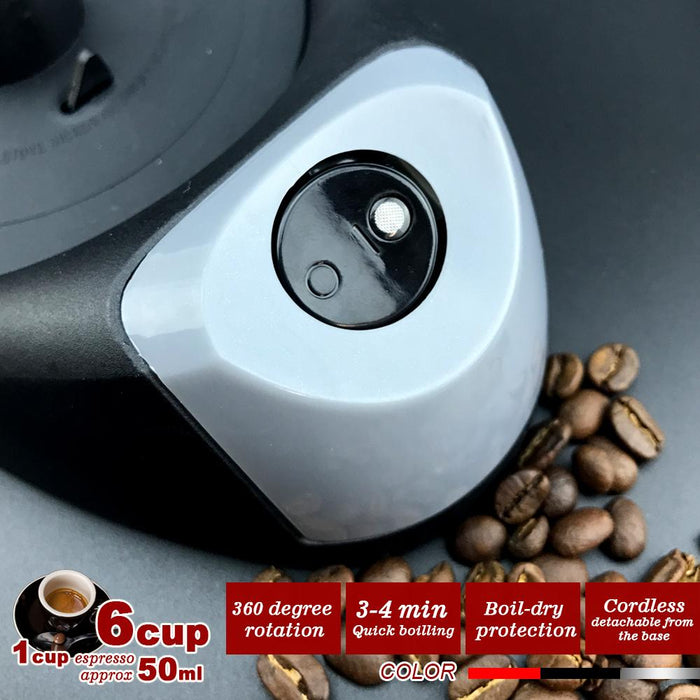 Silver Electric Moka Coffee Maker Espresso Machine Italian Classic 6Cups Auto Power