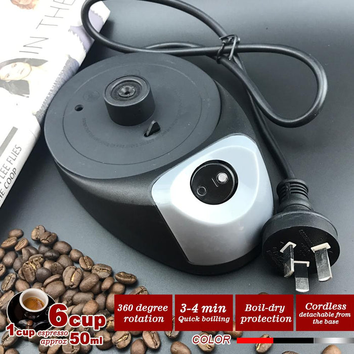 Silver Electric Moka Coffee Maker Espresso Machine Italian Classic 6Cups Auto Power