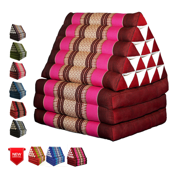 Jumbo Thai 3 FOLDS Triangle Pillow Mattress Cushion outdoor DayBed 9 Different Patterns