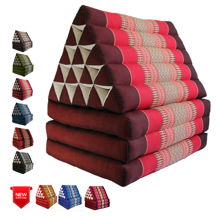Jumbo Thai 3 FOLDS Triangle Pillow Mattress Cushion outdoor DayBed 9 Different Patterns
