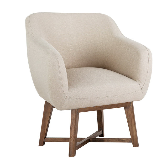 Artiss Fabric Tub Lounge Armchair  Accent Armchair Delicat Fabric 17cm Thick Cushioned Seat Criss-cross Base  - Beige