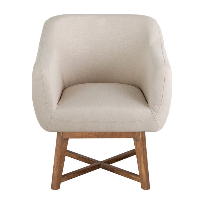 Artiss Fabric Tub Lounge Armchair  Accent Armchair Delicat Fabric 17cm Thick Cushioned Seat Criss-cross Base  - Beige