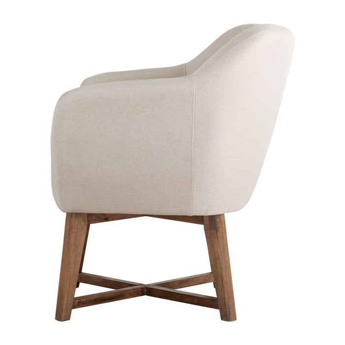 Artiss Fabric Tub Lounge Armchair  Accent Armchair Delicat Fabric 17cm Thick Cushioned Seat Criss-cross Base  - Beige