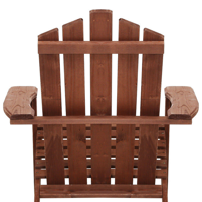 Gardeon Adirondack Outdoor Chairs Wooden Beach Chair Patio Furniture Garden Brown