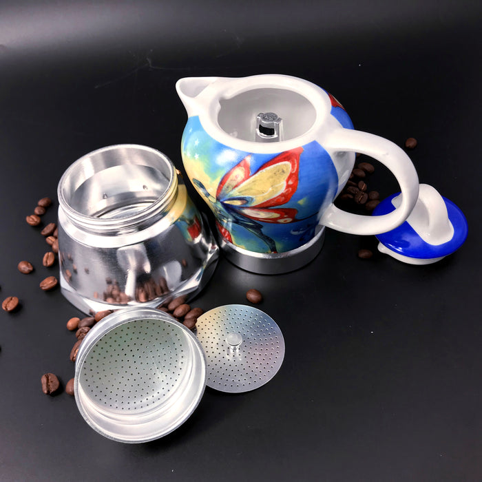 Vintage Porcelain Ceramic Italian Stove Top Espresso Coffee Maker 3-4Cups 200ml