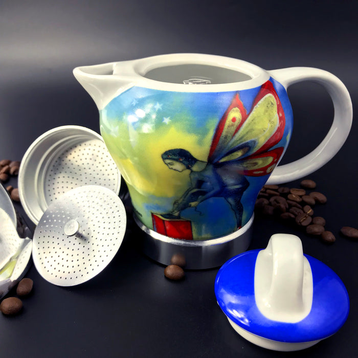 Vintage Porcelain Ceramic Italian Stove Top Espresso Coffee Maker 3-4Cups 200ml