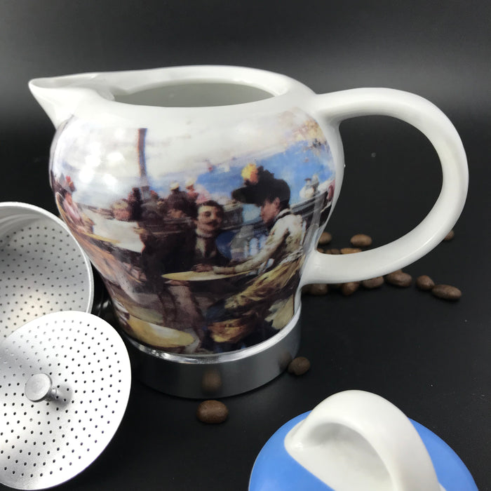 Vintage Porcelain Ceramic Italian Stove Top Espresso Coffee Maker 3-4Cups 200ml