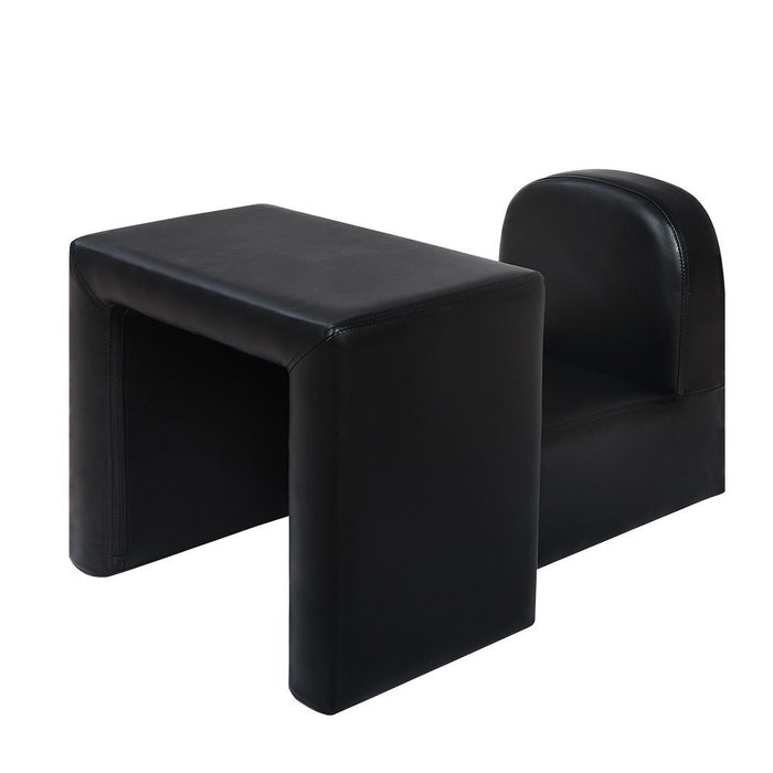 Kids Sofa Armchair Black PU Leather Convertible Chair Table Couch Children