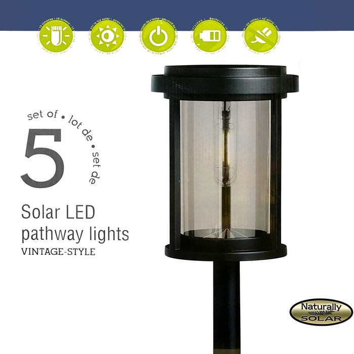 5 Pack Solar LED Light 15 LM 5X （rechargeable AA NiMh 1200mAh batteries included）