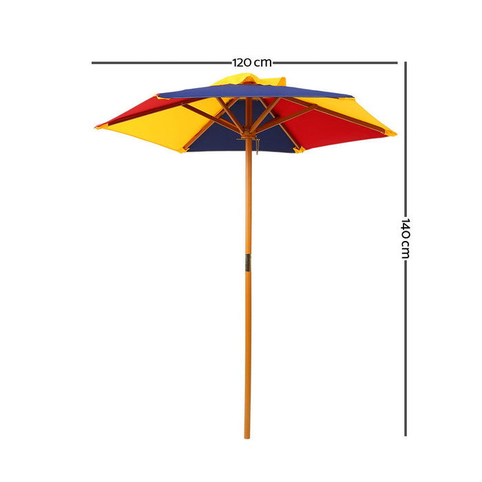 Wooden Picnic Table Set Kids Play With Umbrella Outdoor Rainbow Colors