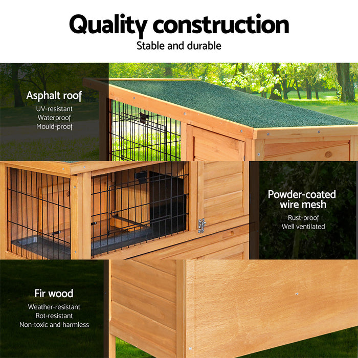 i.Pet Rabbit Hutch Chicken Coop 91.5cm x 46cm x 116.5cm Chicken Coop Large House Cage Run Wooden Outdoor
