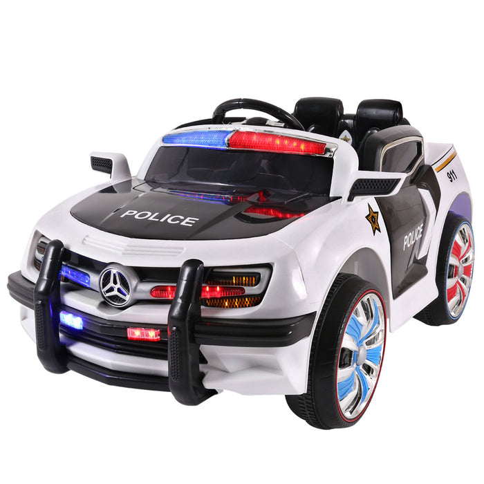 Rigo Kids Ride On Car Police Car 3 Speed MP3 Connection 3 Speed- Black & White