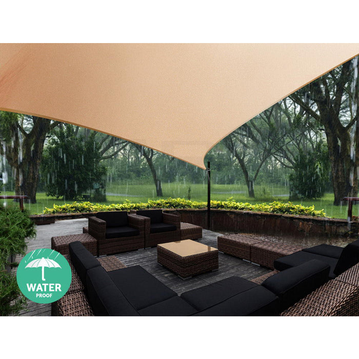 Instahut Waterproof Shade Sail 5x5x5m Triangle Sand 95% Shade Cloth