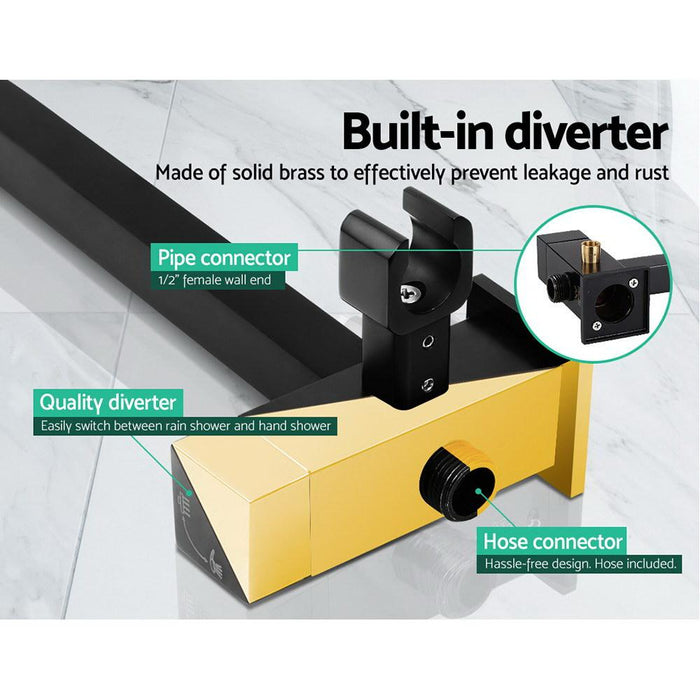 8'' Rain Shower Head Mixer Square Handheld High Pressure Wall brass Black