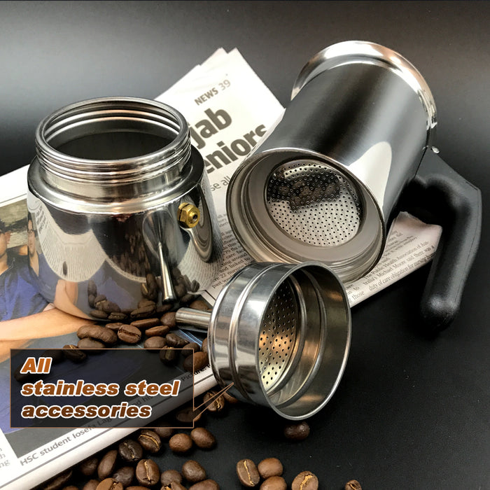 Thickened 4/6/9Cups Stainless Steel Stove Top Espresso Italian Coffee Maker