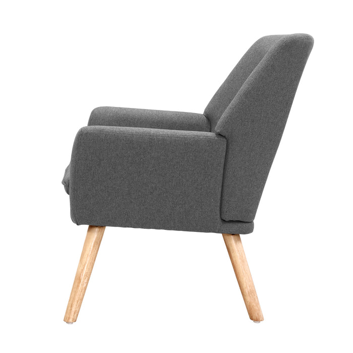 Artiss Fabric Dining Armchair Anne Armchair Tufted Button Design Upholstered with Linen Fabric- Grey