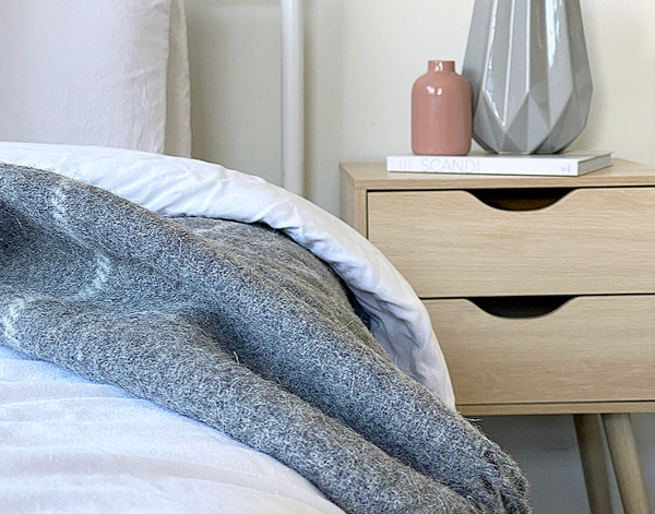 Brighton Throw - 100% NZ Wool Blanket Skillfully Woven in Europe Skin-safe - Grey Striped