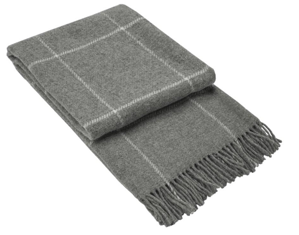 Brighton Throw - 100% NZ Wool Blanket Skillfully Woven in Europe Skin-safe - Grey Striped