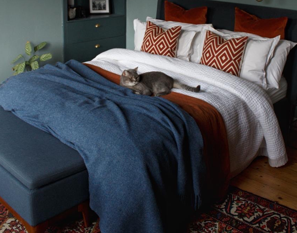 Brighton Throw - 100% NZ Wool Blanket Skillfully Woven in Europe Skin-safe - Navy