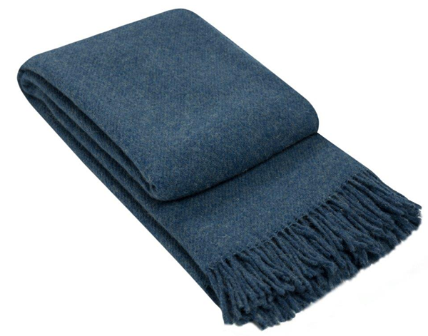 Brighton Throw - 100% NZ Wool Blanket Skillfully Woven in Europe Skin-safe - Navy