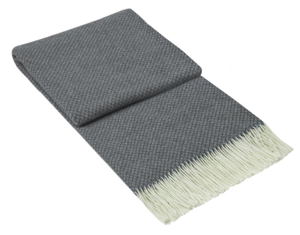 Chiswick Throw - Merino Wool/Cashmere Blanket Skillfully Woven in Europe Skin-safe - Grey