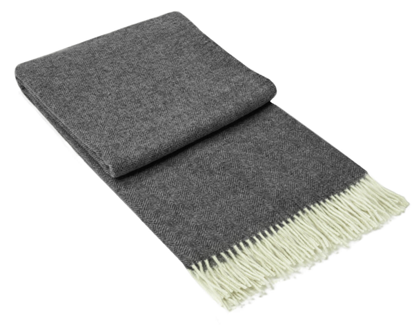 Hampton Throw - Merino Wool Blend Blanket Skillfully Woven in Europe Skin-safe - Dark Grey