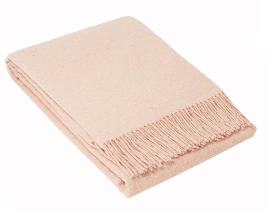 Oxford Throw - Merino Wool Blend Blanket Soft And High Quality Feel  Woven in Europe- Blush