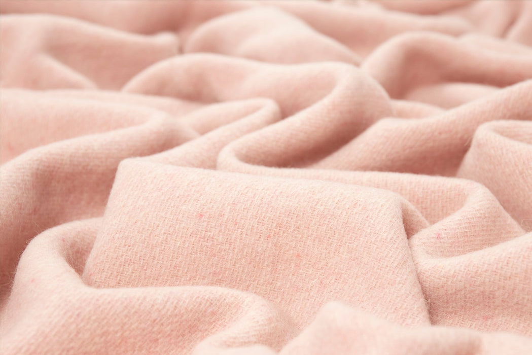 Oxford Throw - Merino Wool Blend Blanket Soft And High Quality Feel  Woven in Europe- Blush