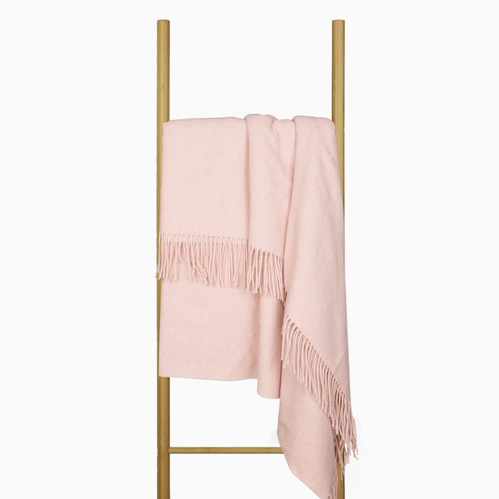 Oxford Throw - Merino Wool Blend Blanket Soft And High Quality Feel  Woven in Europe- Blush