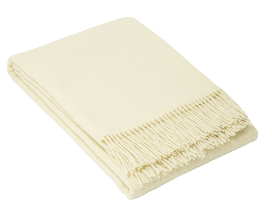 Oxford Throw - Merino Wool Blend  Blanket Woven in Europe- Ivory