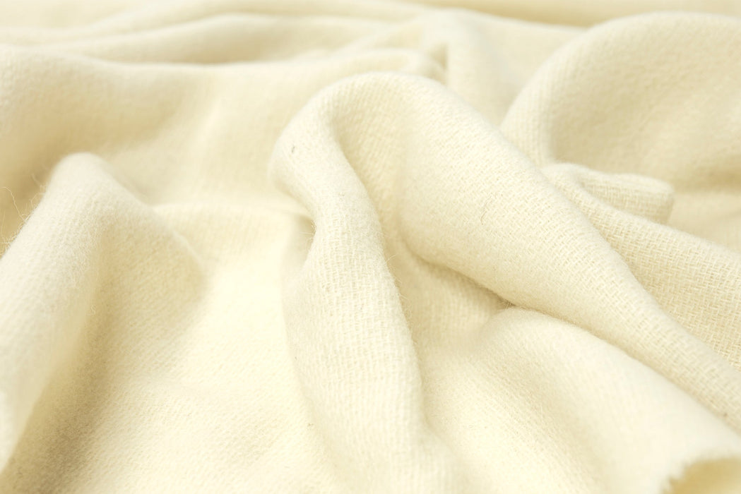 Oxford Throw - Merino Wool Blend  Blanket Woven in Europe- Ivory