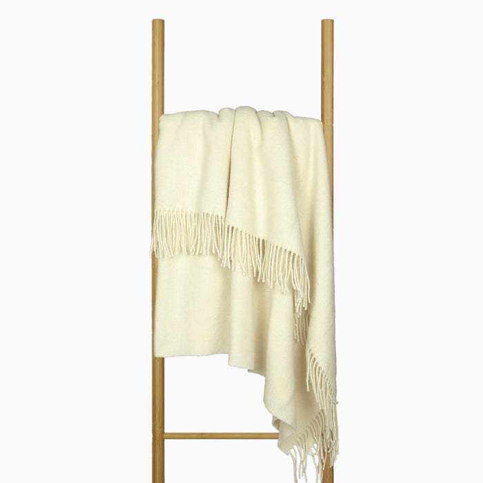Oxford Throw - Merino Wool Blend  Blanket Woven in Europe- Ivory