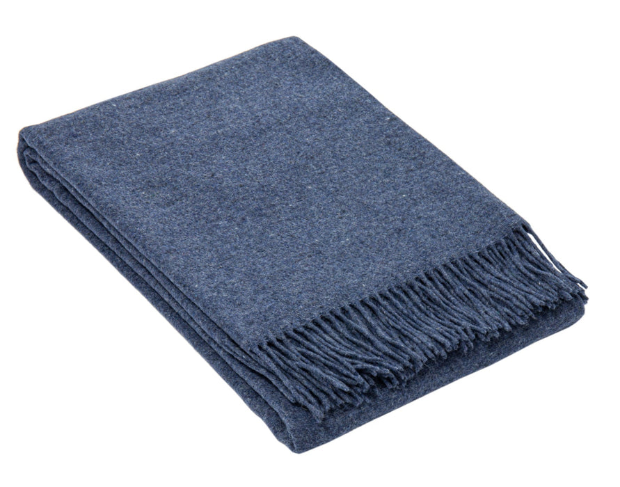 Oxford Throw - Merino Wool Blend  Blanket Woven in Europe- Navy