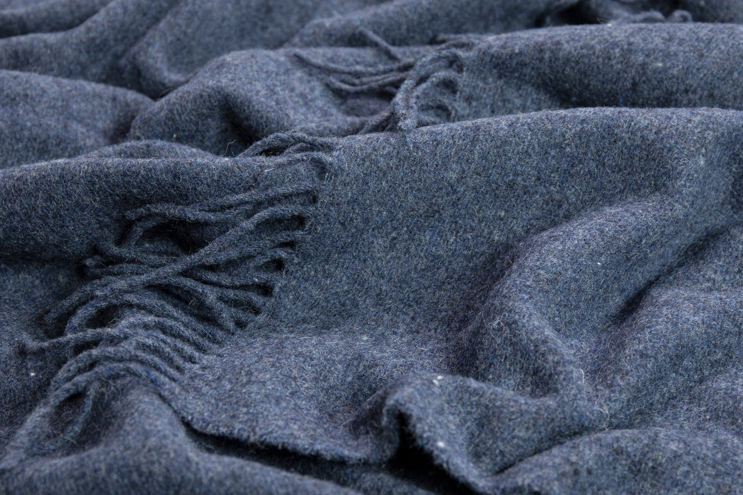 Oxford Throw - Merino Wool Blend  Blanket Woven in Europe- Navy