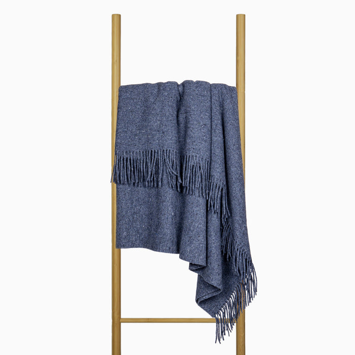 Oxford Throw - Merino Wool Blend  Blanket Woven in Europe- Navy