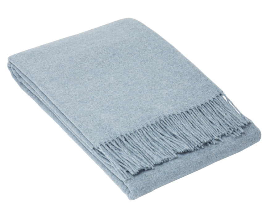 Oxford Throw - Merino Wool Blend Blanket Soft And High Quality Feel  Woven in Europe - Sky Blue