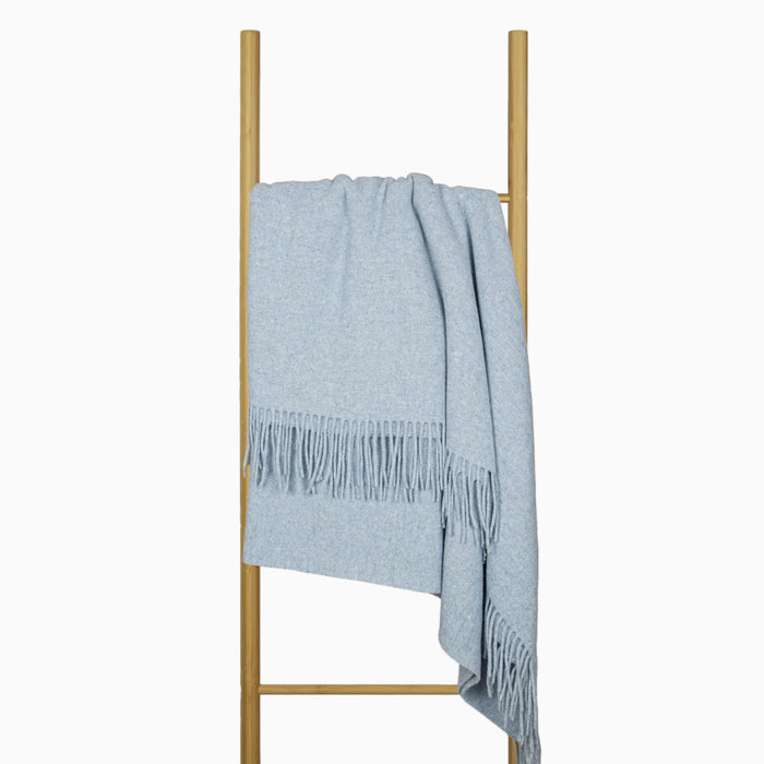 Oxford Throw - Merino Wool Blend Blanket Soft And High Quality Feel  Woven in Europe - Sky Blue