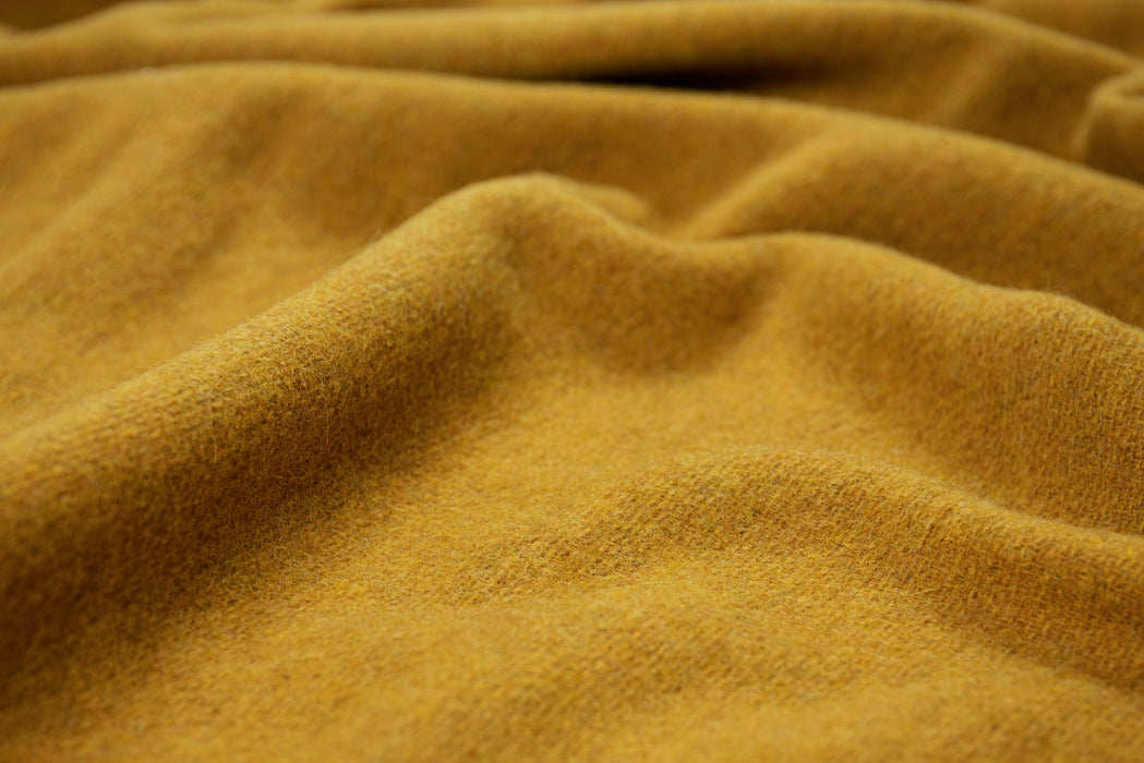 Oxford Throw - Merino Wool Blend Blanket Soft And High Quality Feel  Woven in Europe- Mustard