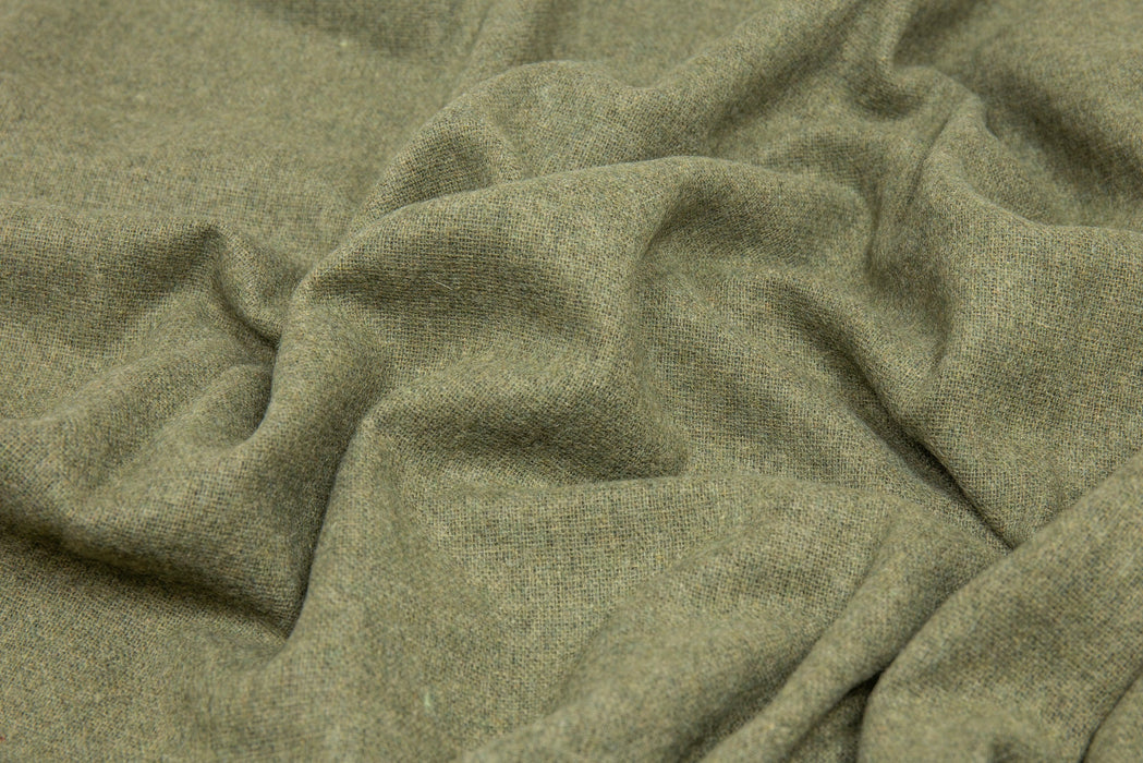 Paddington Throw - Fine Wool Blend Blanket Skillfully Woven in Europe Skin-safe - Olive